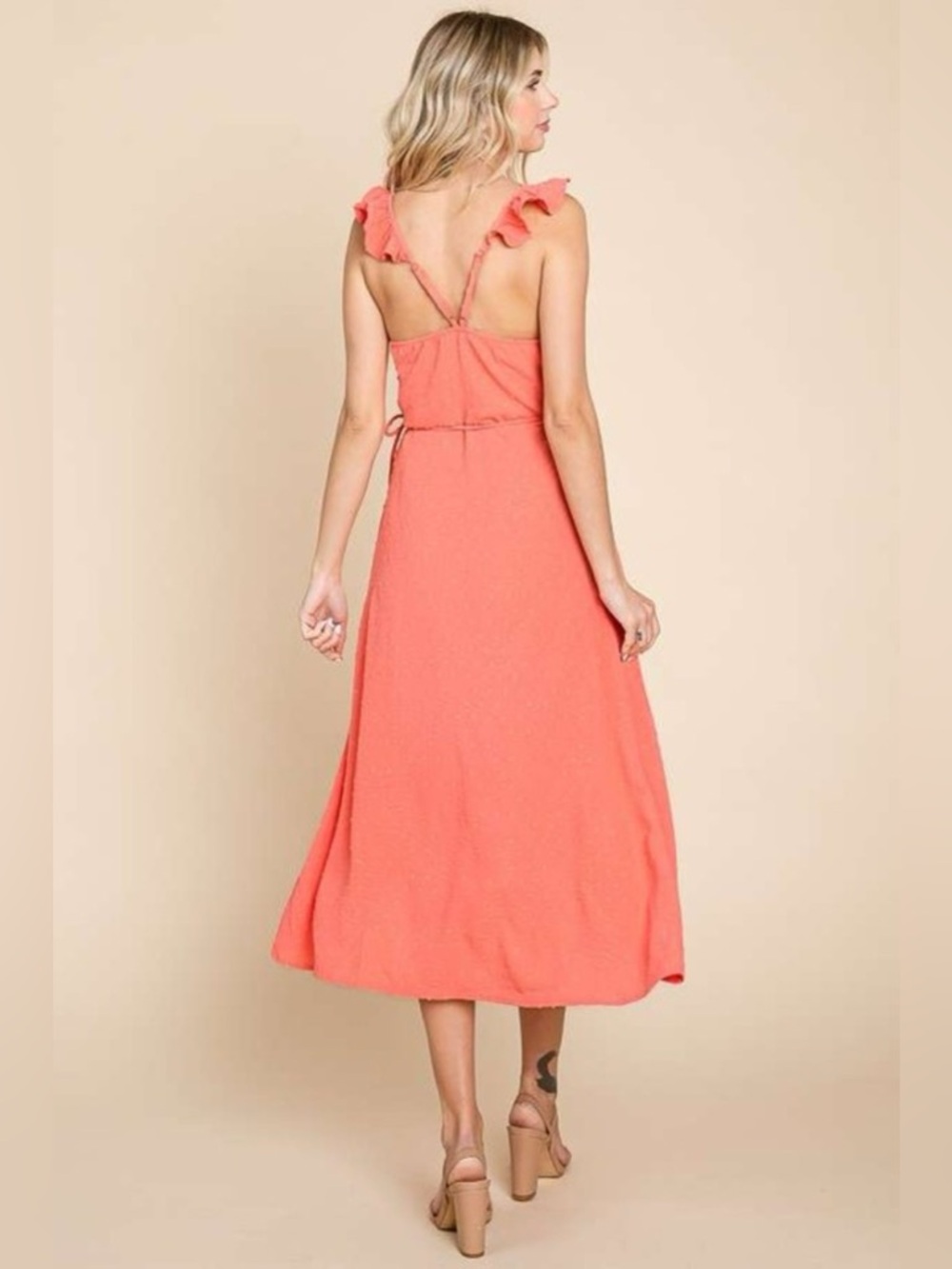 Culture Code Ruffle Detail Surplice Wrap Slip Dress - Picture 2 of 4